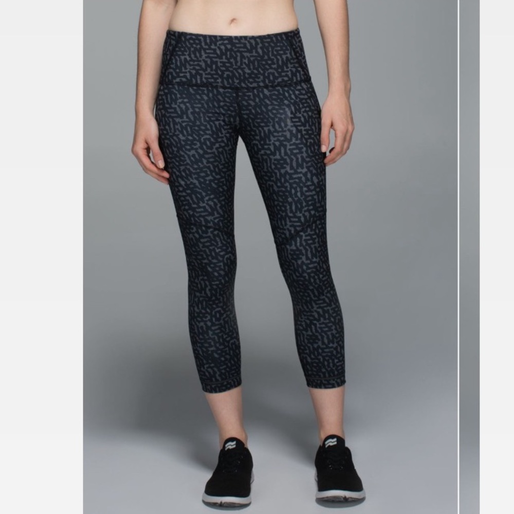 Lululemon All Sport Crop Heathered Net Pop Black